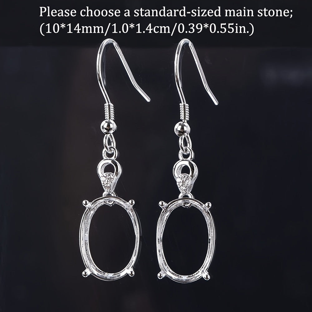 10*14mm Oval Earring Setting Simple and Elegant Style Earring Base S925 Silvery Material Women's DIY Jewelry Earring Accessory, Jewelry Making
