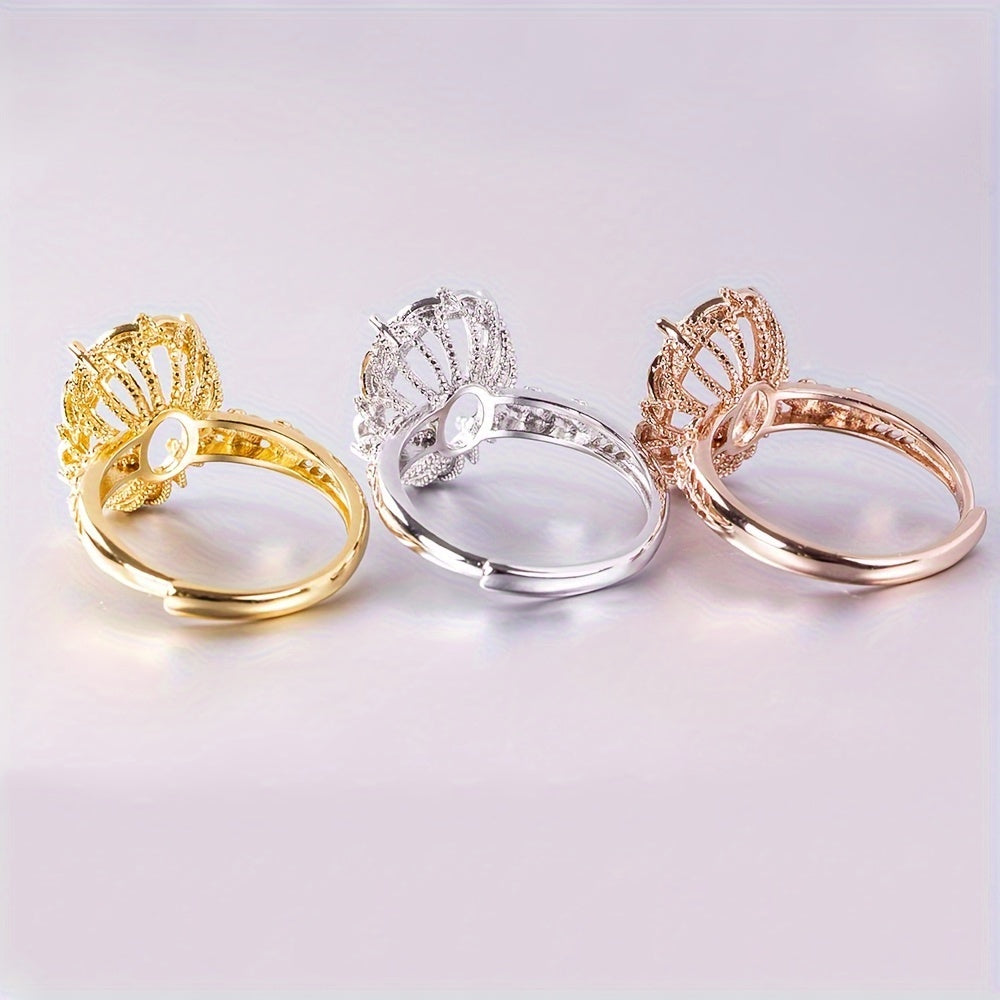 1pc 8*10-10*14mm Size Ring Mounting S925 Sterling Silver Four-Prong Exquisite Flower Style Ring Open Bezel Setting Suitable For Handmade Jewelry Making