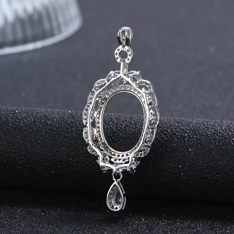 Luxury 12*16mm Dual-Tone Plated 925 Sterling Silver Pendant Setting-DIY Elegant Women's Jewelry