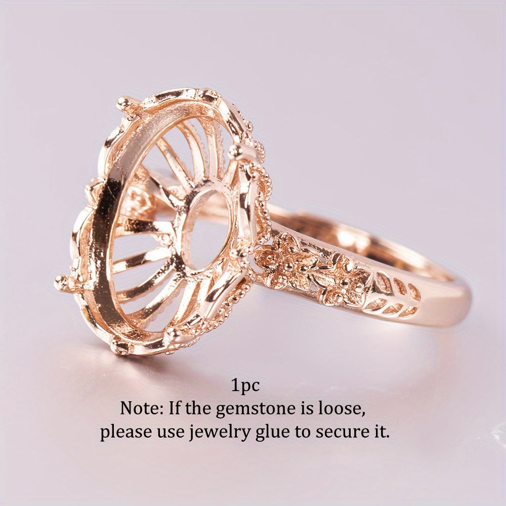 1pc 8*10-10*14mm Size Ring Mounting S925 Sterling Silver Four-Prong Exquisite Flower Style Ring Open Bezel Setting Suitable For Handmade Jewelry Making