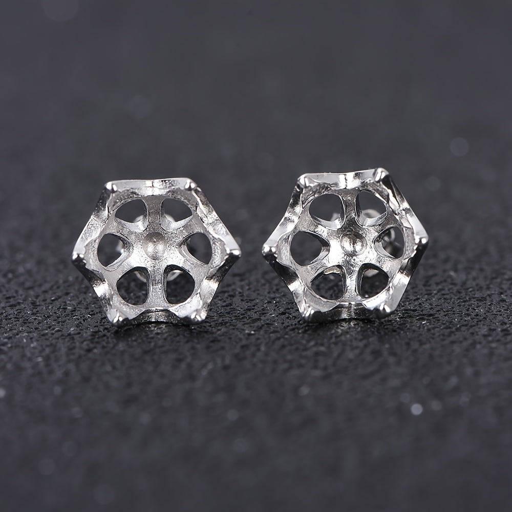 A pair of 5-8mm for Lotus Style Earring Blanks, 925 Silver Material, Exquisite and Simple Design for Women's Earring Settings, Suitable for DIY Women's Earring Jewelry, Jewelry Findings