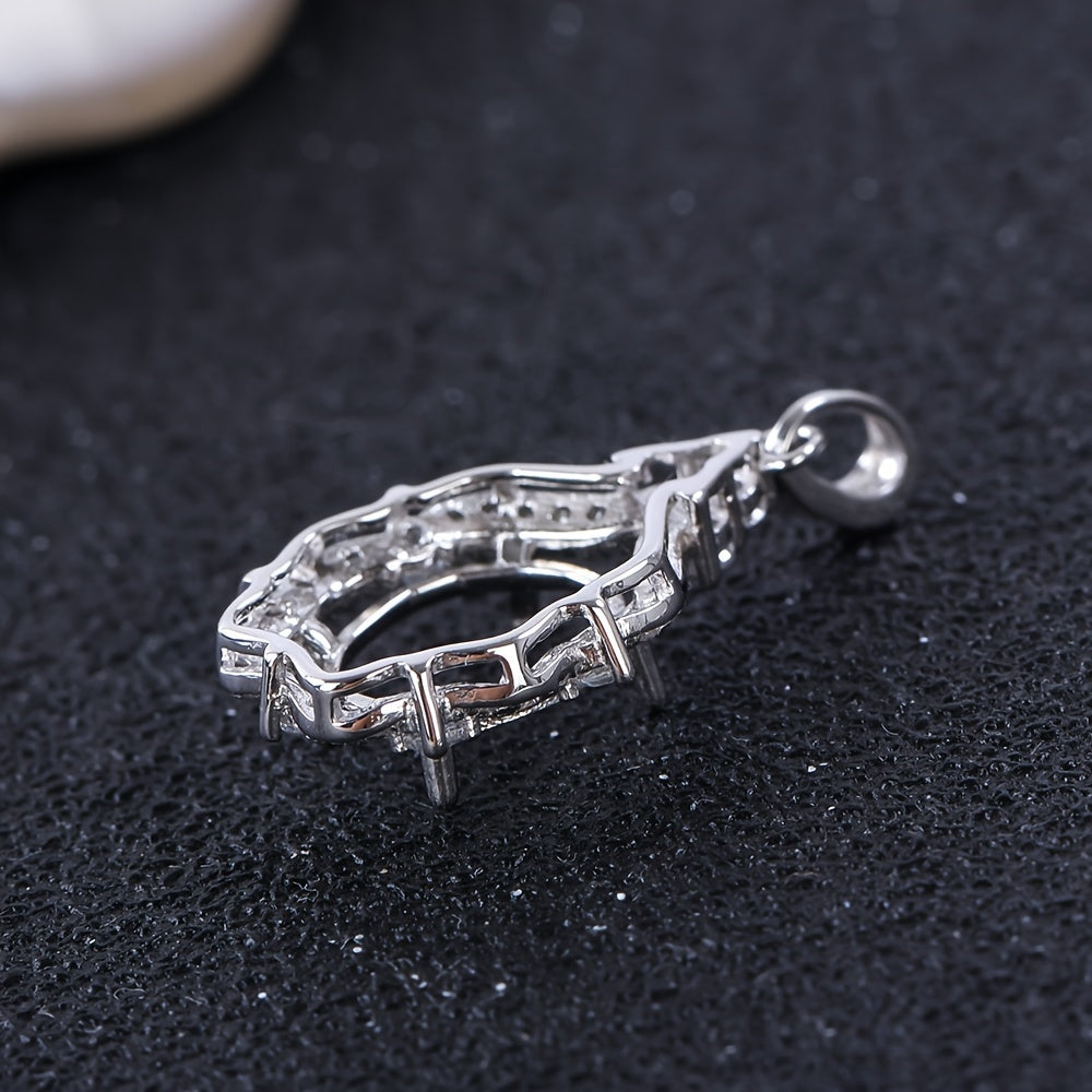 8*10mm Simple Pendant Setting, S925 Sterling Silver, Suitable for Handmade DIY Women's Pendants, Jewelry Findings