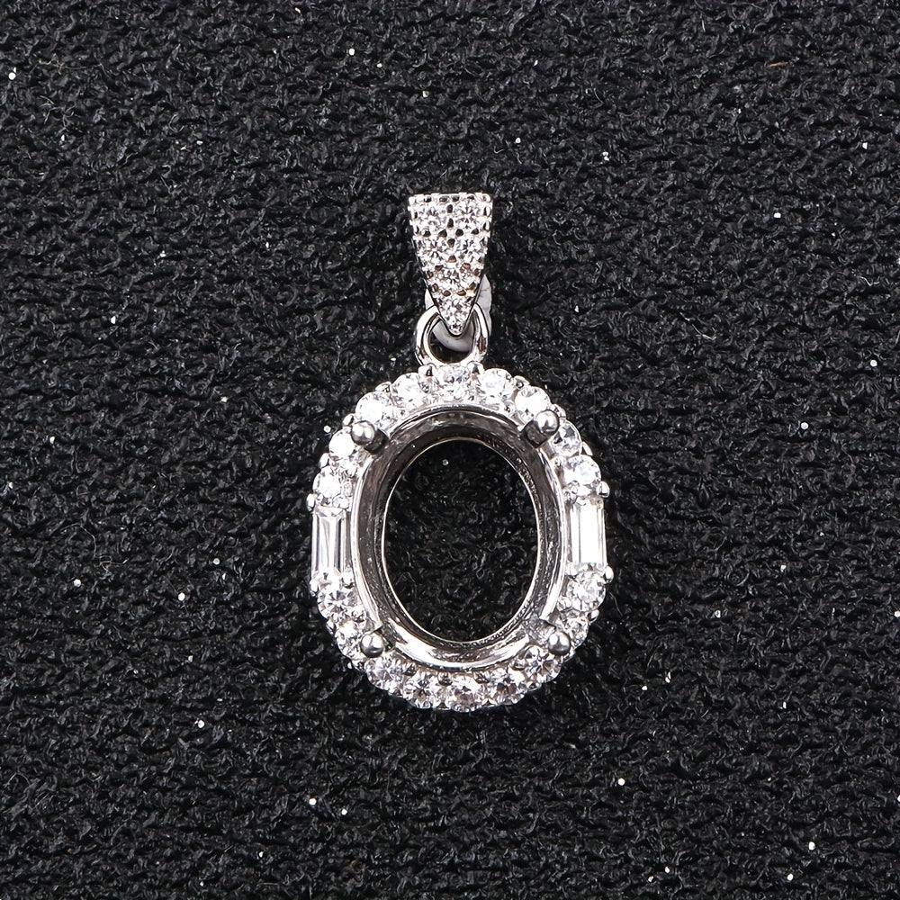 4*6-10*14mm Oval Pendant Blank Setting for Multiple Stone Sizes, S925 Sterling Silver Handmade DIY Women's Pendant Accessory, Jewelry Making