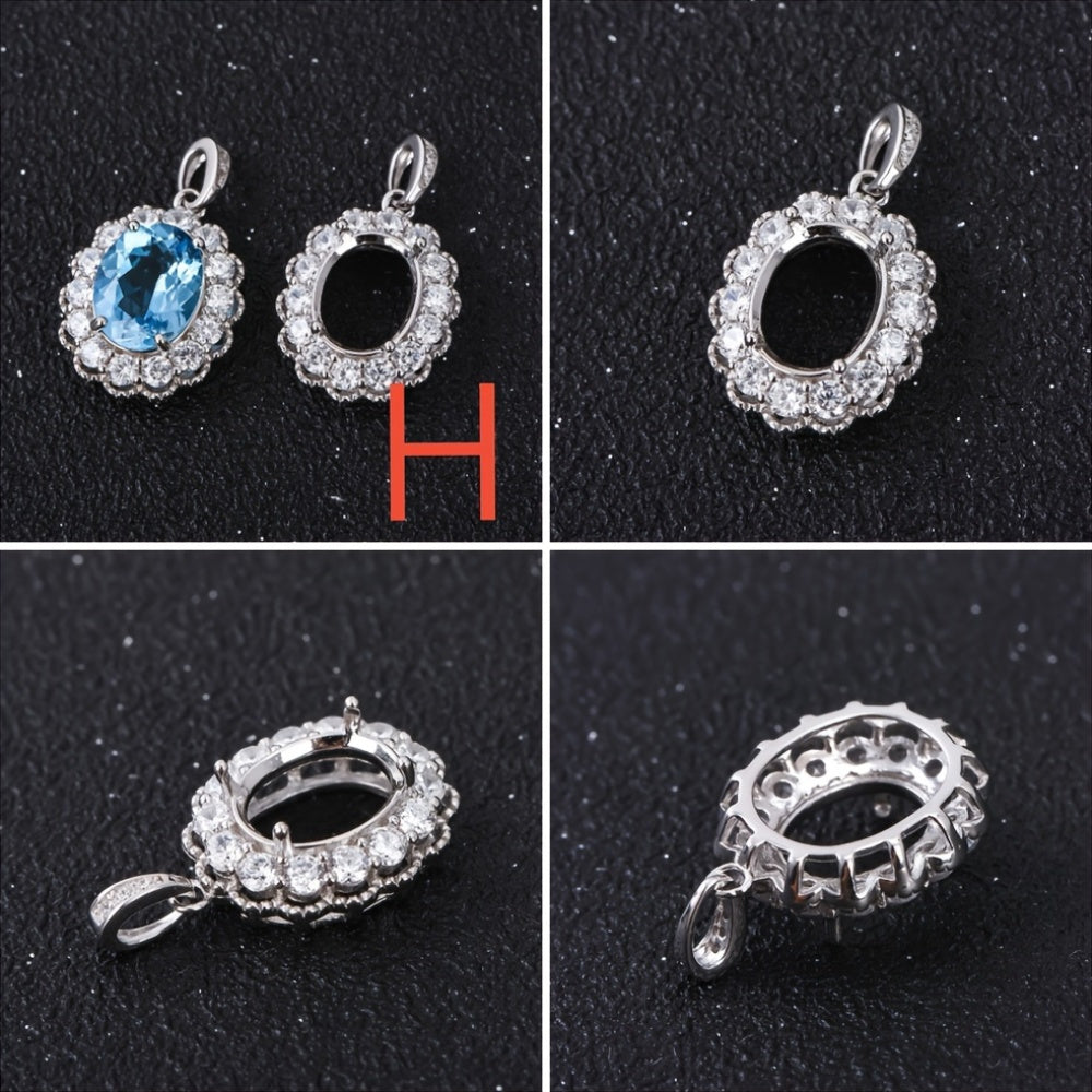 WEATIAPO S925 Silvery Main Material Jewelry Making, 8*10mm Main Stone, Multiple Styles Available, (Note: Model D has Too Fine Lines, Not Suitable for S925 Steel Markings), Jewelry Accessories