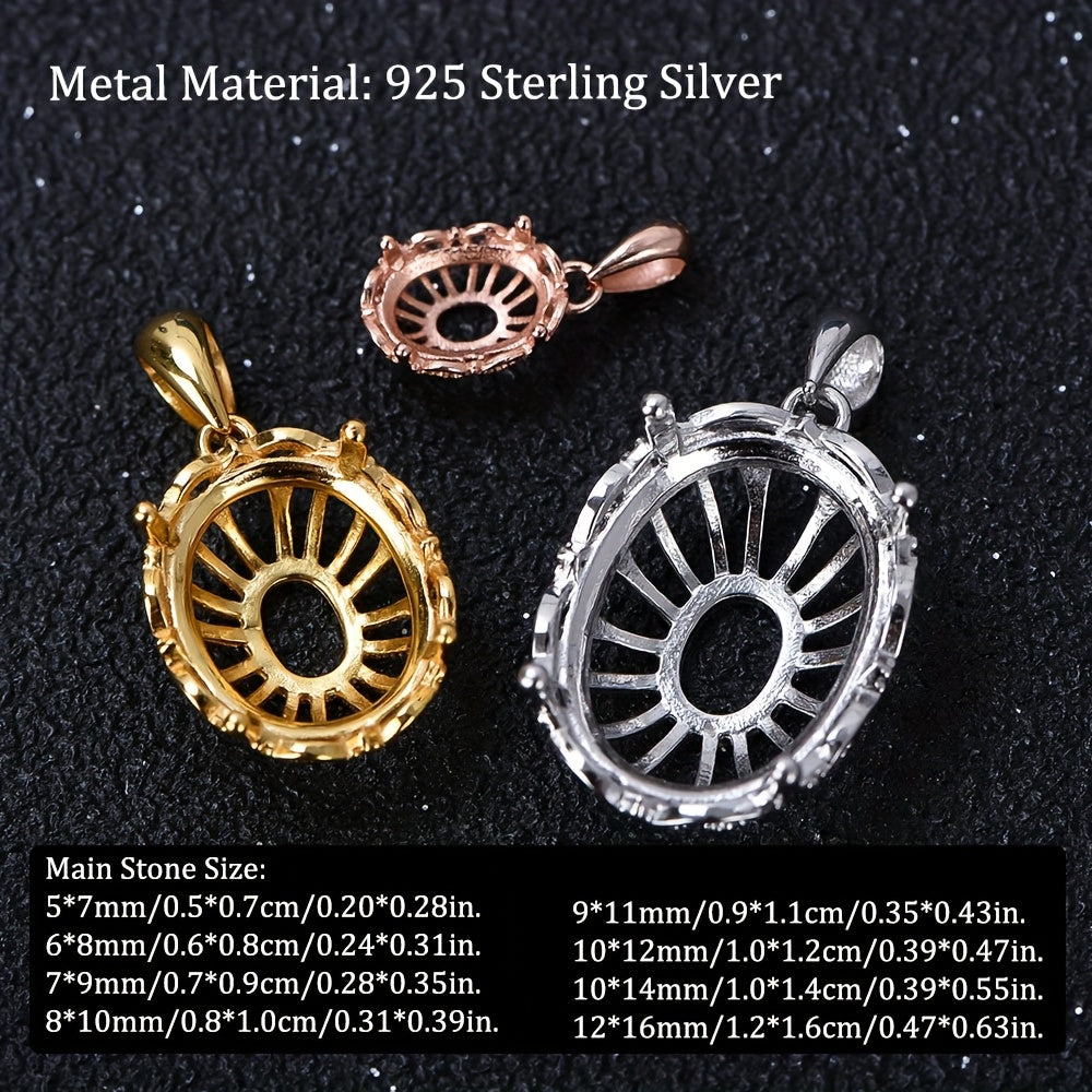 5*7-12*16mm Pendant Blank Setting, 925 Silver Material, Four-Prong Exquisite Lace Style Pendant Mount, Suitable for Handmade Jewelry Crafting, Jewelry Findings