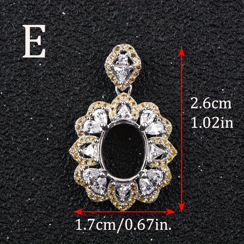 WEATIAPO S925 Silvery Main Material Jewelry Making, 8*10mm Main Stone, Multiple Styles Available, (Note: Model D has Too Fine Lines, Not Suitable for S925 Steel Markings), Jewelry Accessories