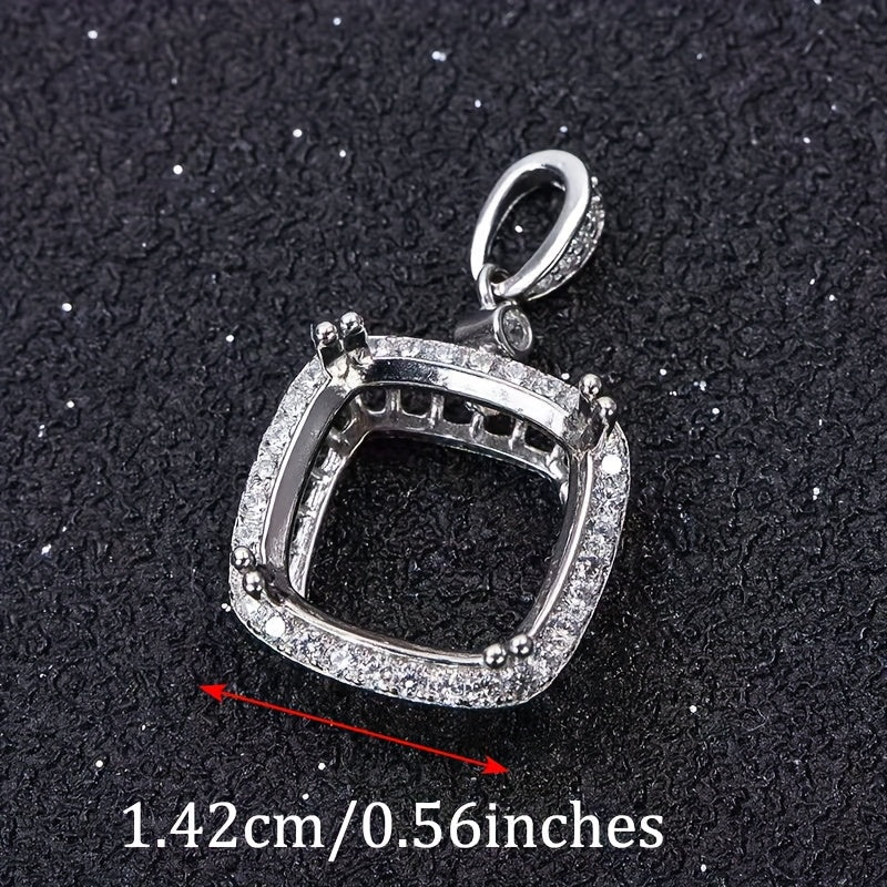 S925 Sterling Silver Cushion Pendant Base - 6-12mm Adjustable DIY Jewelry Base Minimalist Elegance Handmade for Stunning Accessories, Jewelry Making
