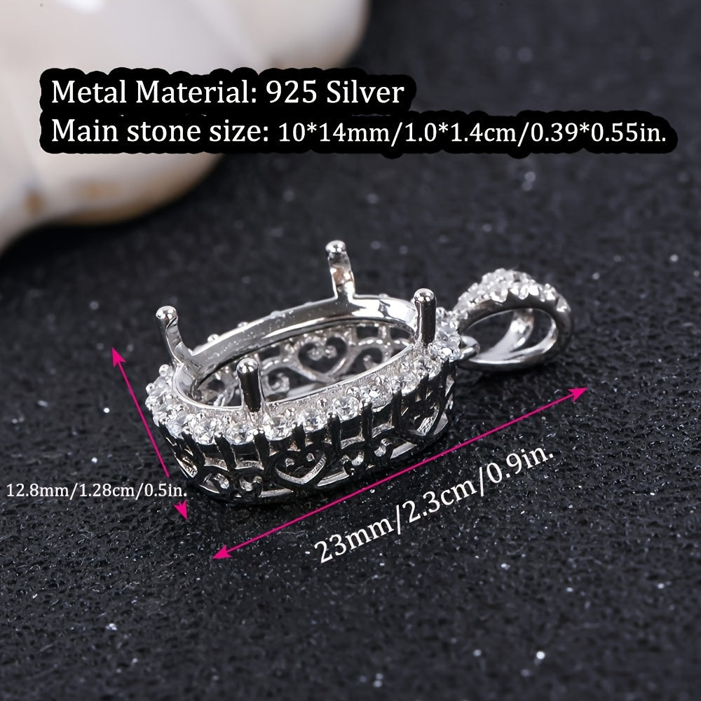 Oval Pendant Blank 10*14mm Delicate Pendant Base S925 Silver Women's DIY Jewelry Pendant Accessory, Jewelry Making, WEATIAPO