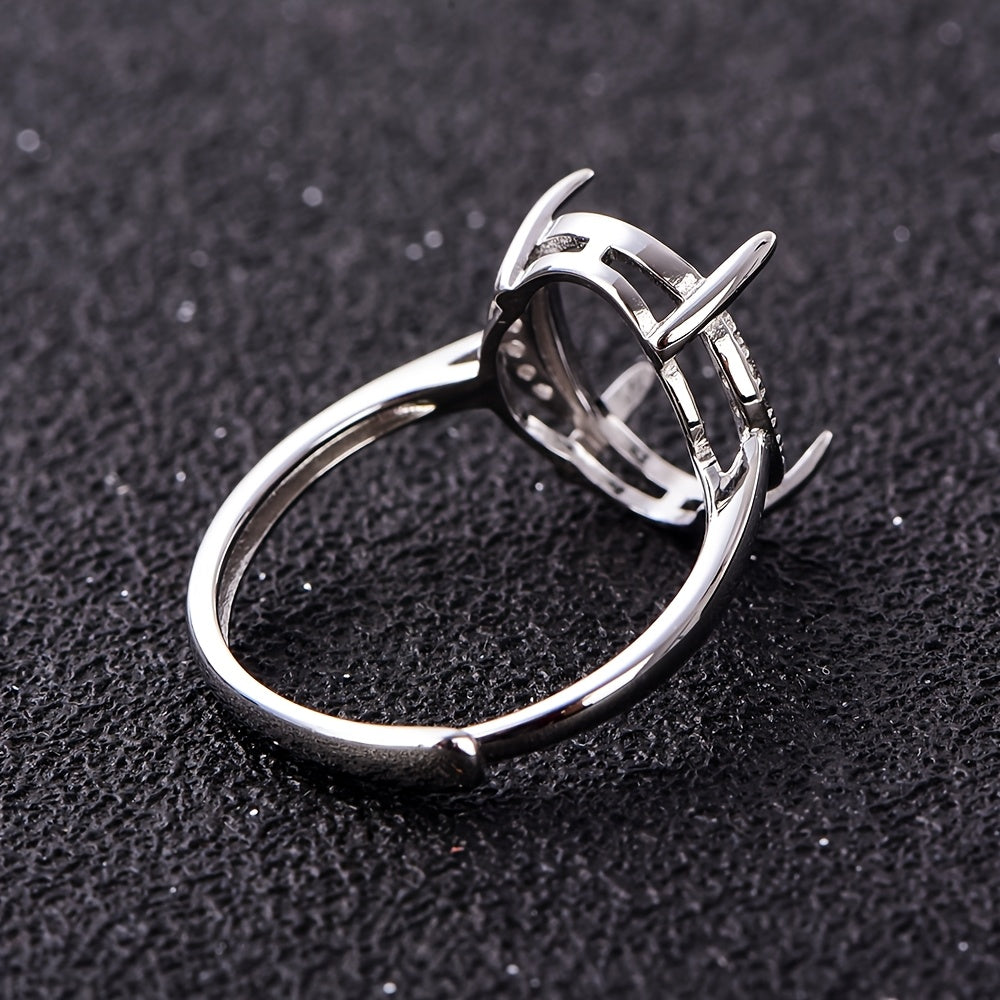 WEATIAPO S925 Silvery Flat Bottom Ring Base 10*14mm for Jewelry Making