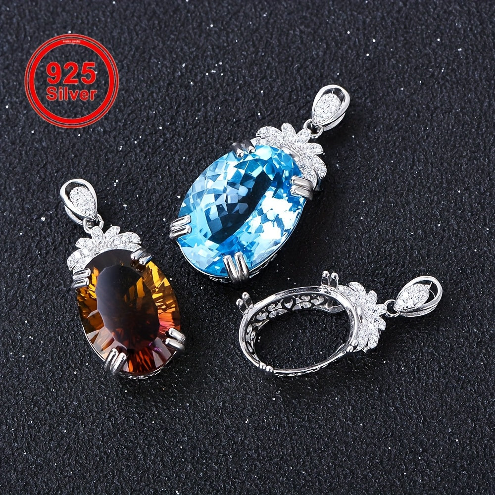925 Sterling Silver Openwork Pendant Settings for 10×14-15×20mm Faceted Stones | Women's DIY Jewelry Making Supplies