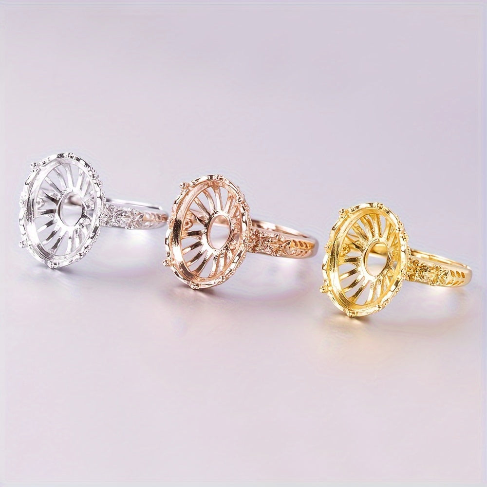 1pc 8*10-10*14mm Size Ring Mounting S925 Sterling Silver Four-Prong Exquisite Flower Style Ring Open Bezel Setting Suitable For Handmade Jewelry Making