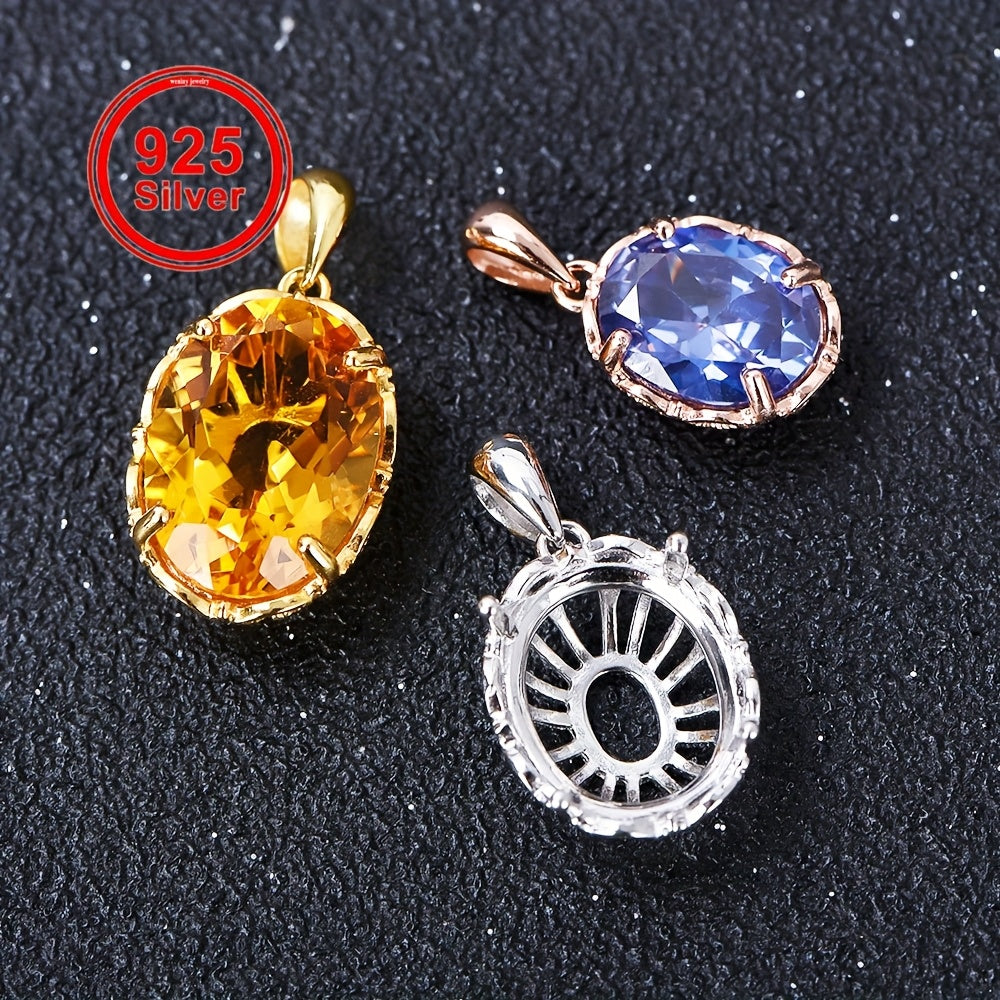 5*7-12*16mm Pendant Blank Setting, 925 Silver Material, Four-Prong Exquisite Lace Style Pendant Mount, Suitable for Handmade Jewelry Crafting, Jewelry Findings