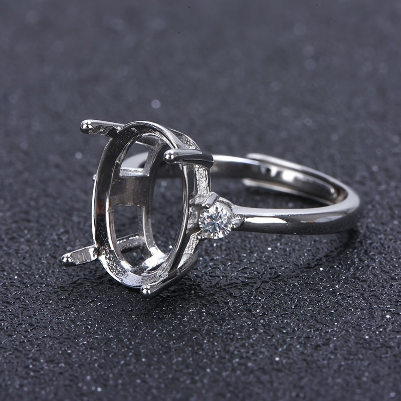 WEATIAPO S925 Silvery Simple Ring Base with Cubic Zirconia - Elegant Minimalist Design for Personalized Jewelry Making, Jewelry Making Base|Minimalist Ring Design|Durable Zirconia Stone, Ring Base