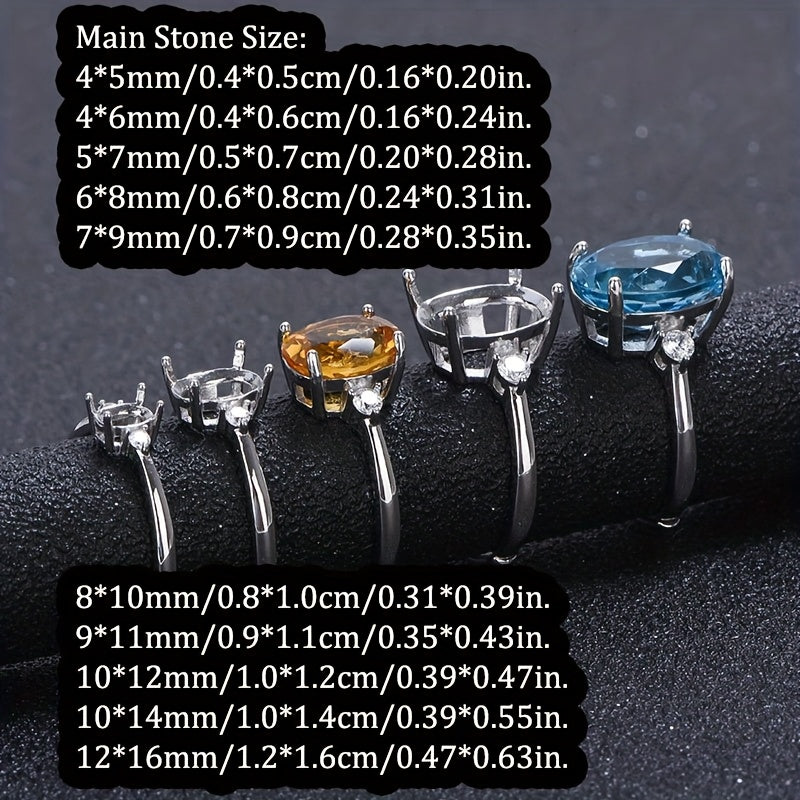 WEATIAPO S925 Silvery Simple Ring Base with Cubic Zirconia - Elegant Minimalist Design for Personalized Jewelry Making, Jewelry Making Base|Minimalist Ring Design|Durable Zirconia Stone, Ring Base