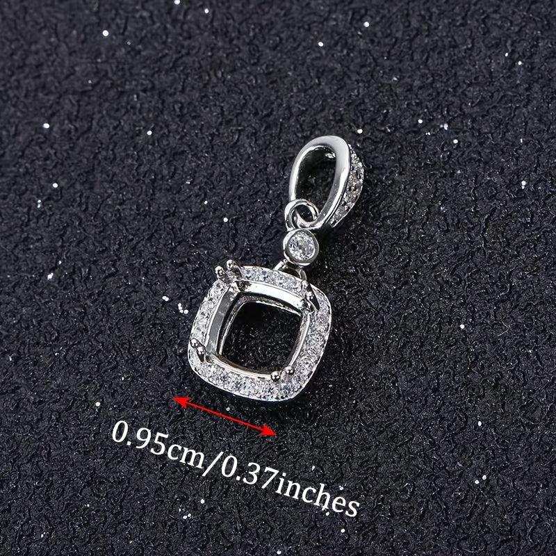 S925 Sterling Silver Cushion Pendant Base - 6-12mm Adjustable DIY Jewelry Base Minimalist Elegance Handmade for Stunning Accessories, Jewelry Making