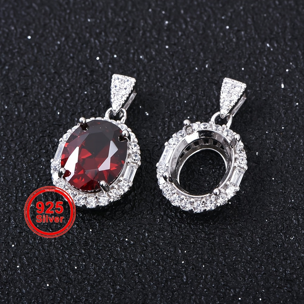 4*6-10*14mm Oval Pendant Blank Setting for Multiple Stone Sizes, S925 Sterling Silver Handmade DIY Women's Pendant Accessory, Jewelry Making
