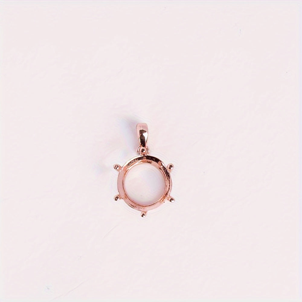 1pc 5-20mm Round 6 Prongs Pendant Settings Solid 925 Sterling Silvery Charm Bezel for Gemstone Rose Golden Plated