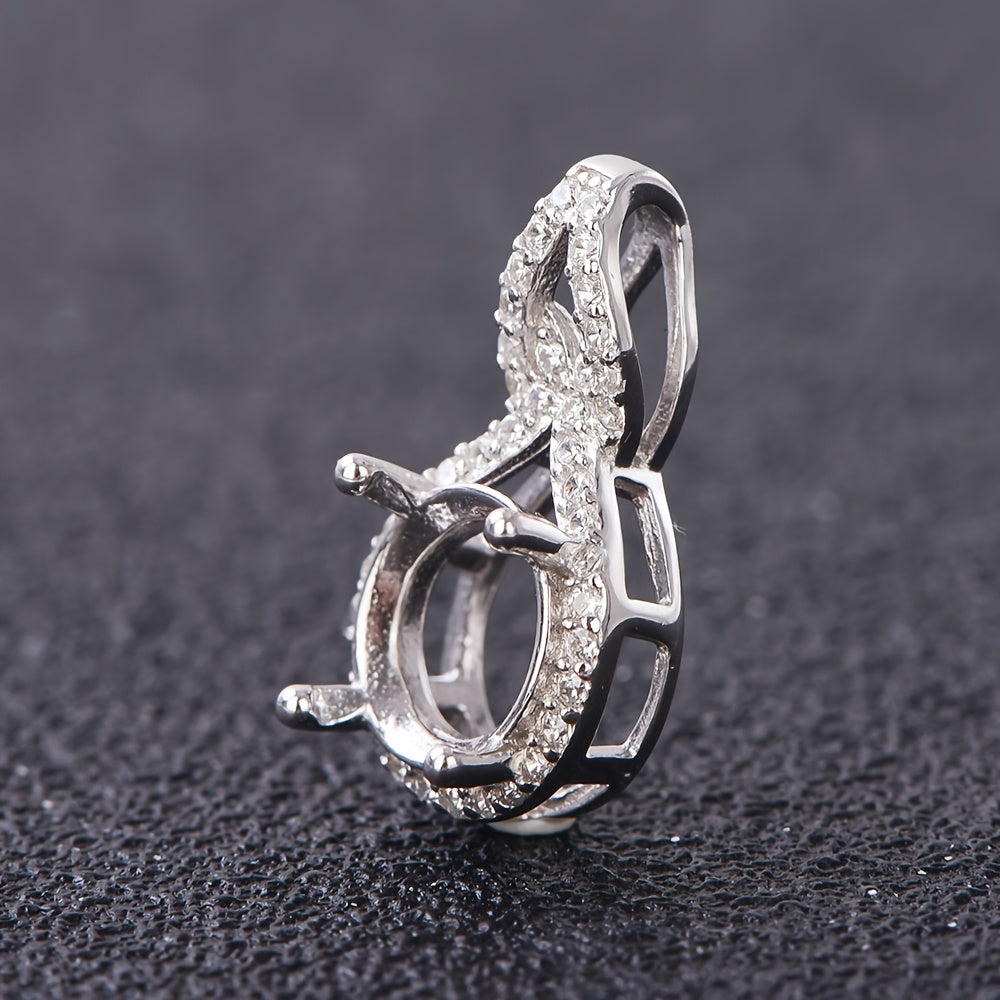 925 Sterling Silver Gourd Design Coin Bezel Pendant Base for DIY Jewelry, Fits 6mm to 9mm Center Stones, Suitable for Pendant Setting, Jewelry Making