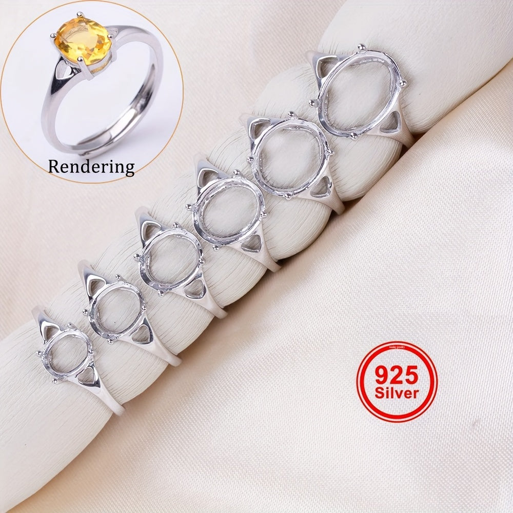 WEATIAPO S925 Sterling Silvery Heart-Shaped Ring Base for Jewelry Making, 6*8-10*14 Simple Ring Base, Silvery Material, Weitian