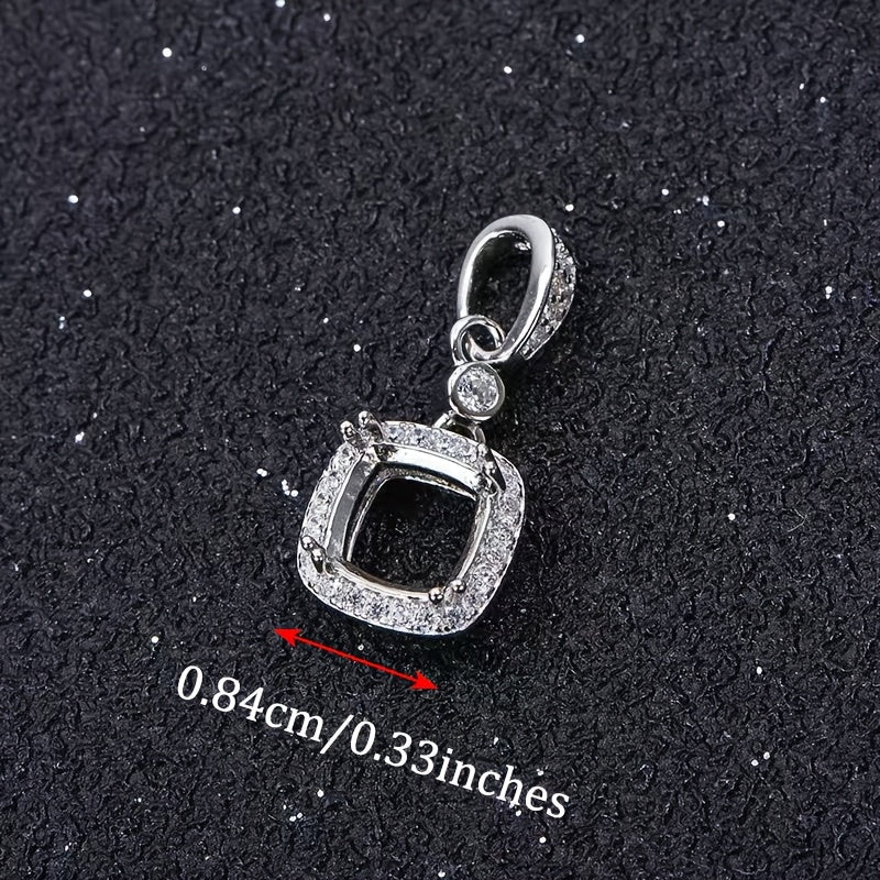 S925 Sterling Silver Cushion Pendant Base - 6-12mm Adjustable DIY Jewelry Base Minimalist Elegance Handmade for Stunning Accessories, Jewelry Making