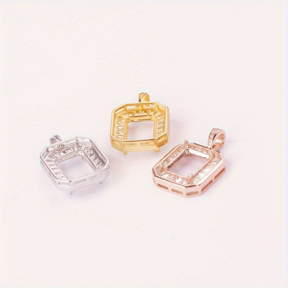 1pc 7*9mm Rectangular Pendant Blank, Pendant Mount, Women's Minimalist Handcrafted Jewelry Component, Suitable for Setting Rectangular, Jewelry Findings