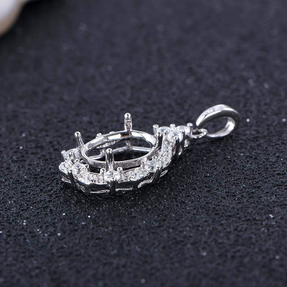8*10mm Simple Pendant Setting, S925 Sterling Silver, Suitable for Handmade DIY Women's Pendants, Jewelry Findings