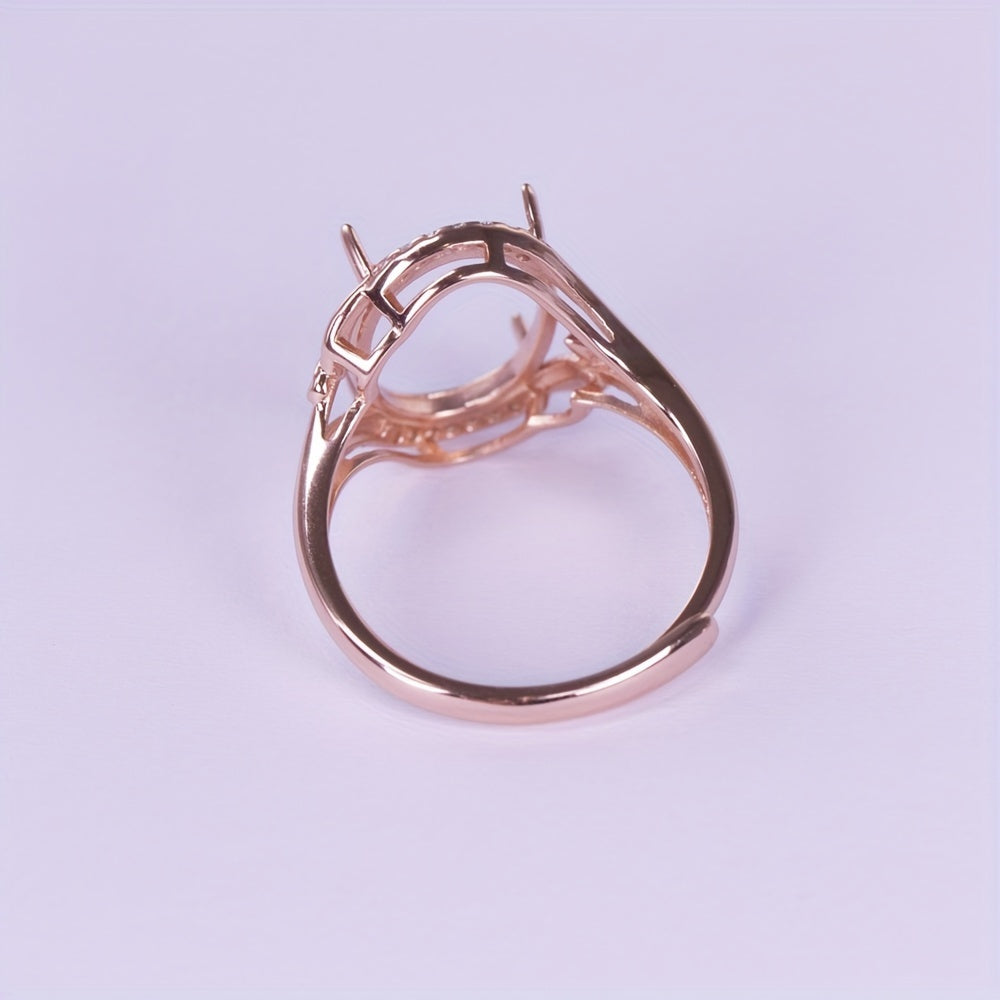 (925 Silvery)10*14mm Bamboo Leaf Style Ring Setting, Sterling Silvery Material, Suitable for Handcrafting DIY Women's Rings, Jewelry Findings