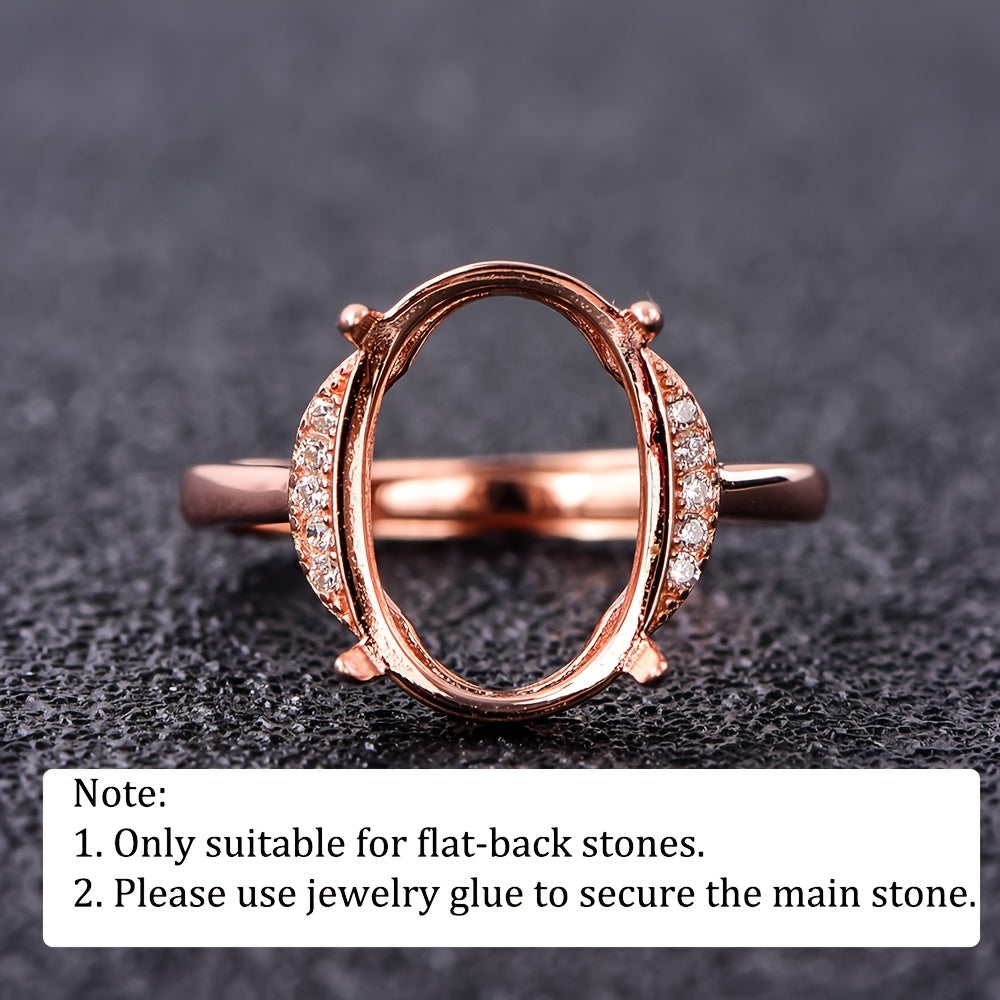 WEATIAPO S925 Silvery Flat Bottom Ring Base 10*14mm for Jewelry Making