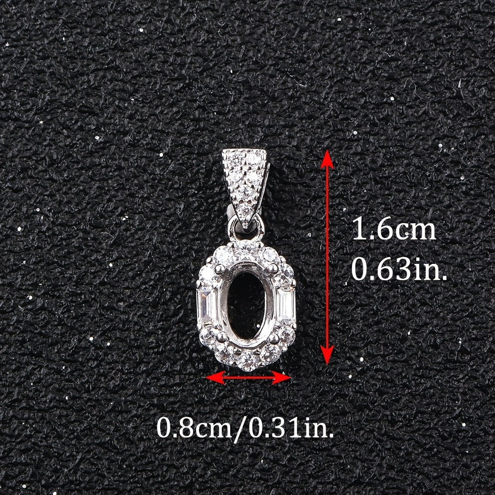 4*6-10*14mm Oval Pendant Blank Setting for Multiple Stone Sizes, S925 Sterling Silver Handmade DIY Women's Pendant Accessory, Jewelry Making