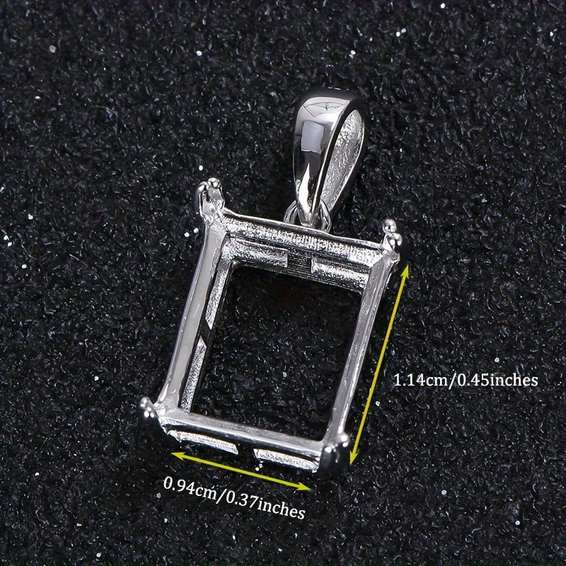 4*6-10x14mm Square Pendant Base, Simple 8-Claw Pendant Setting, S925 Silver, DIY Jewelry Findings, Jewelry Making