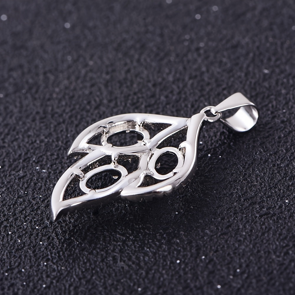 1pc 4*6mm Leaf Style Pendant Blank, 925 Sterling Silvery Material Necklace Base, Suitable for Handcrafted DIY Women's Jewelry Necklace