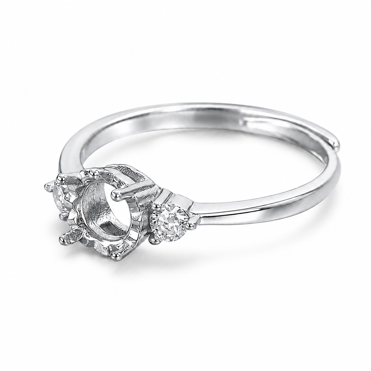 Minimalist round gemstone ring setting for DIY jewelry making