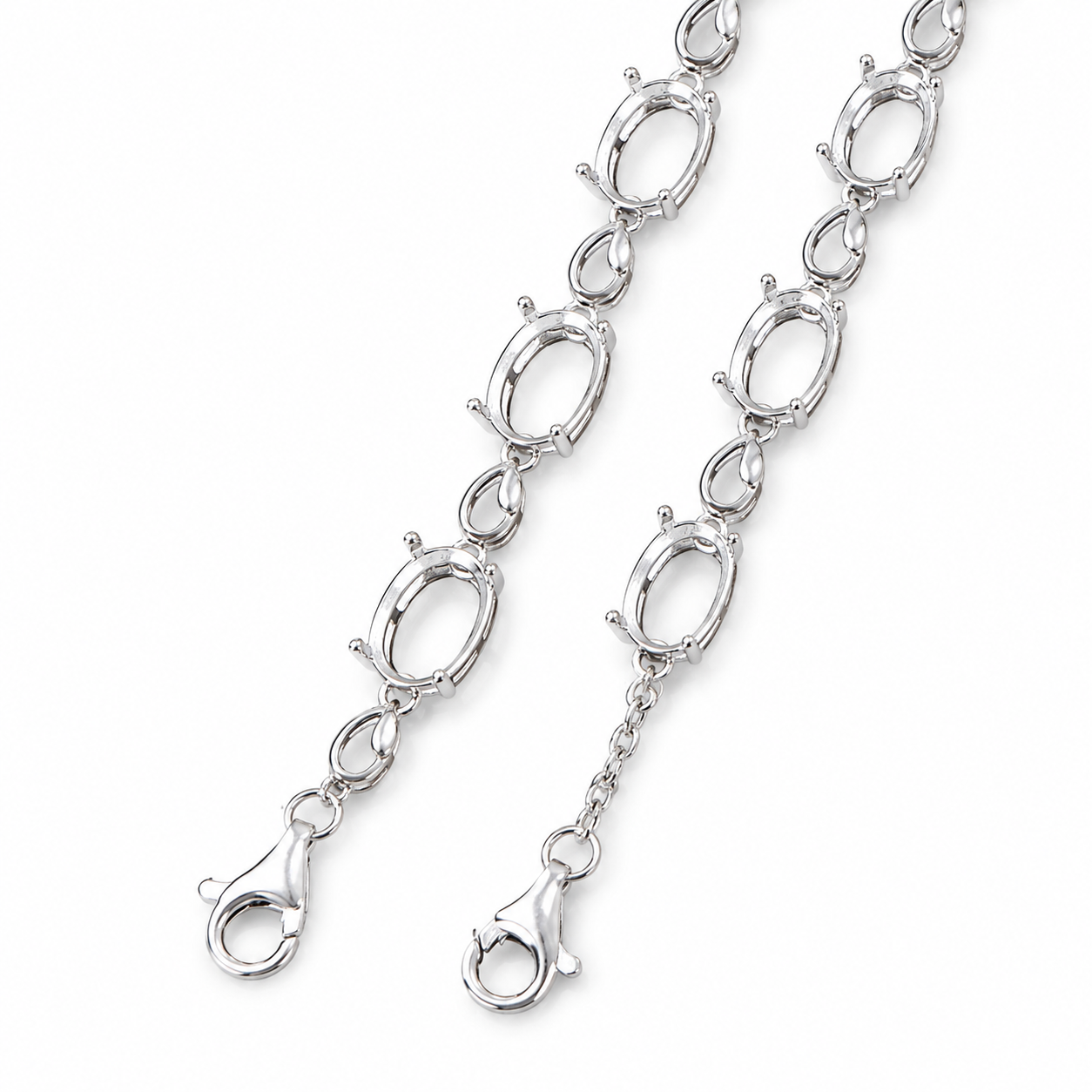 5×7mm & 6×8mm Oval Bracelet Setting S925 Sterling Silver for DIY Jewelry Making