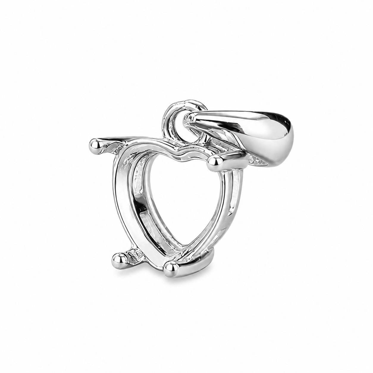 6mm and 7mm Heart Pendant Settings in S925 Sterling Silver