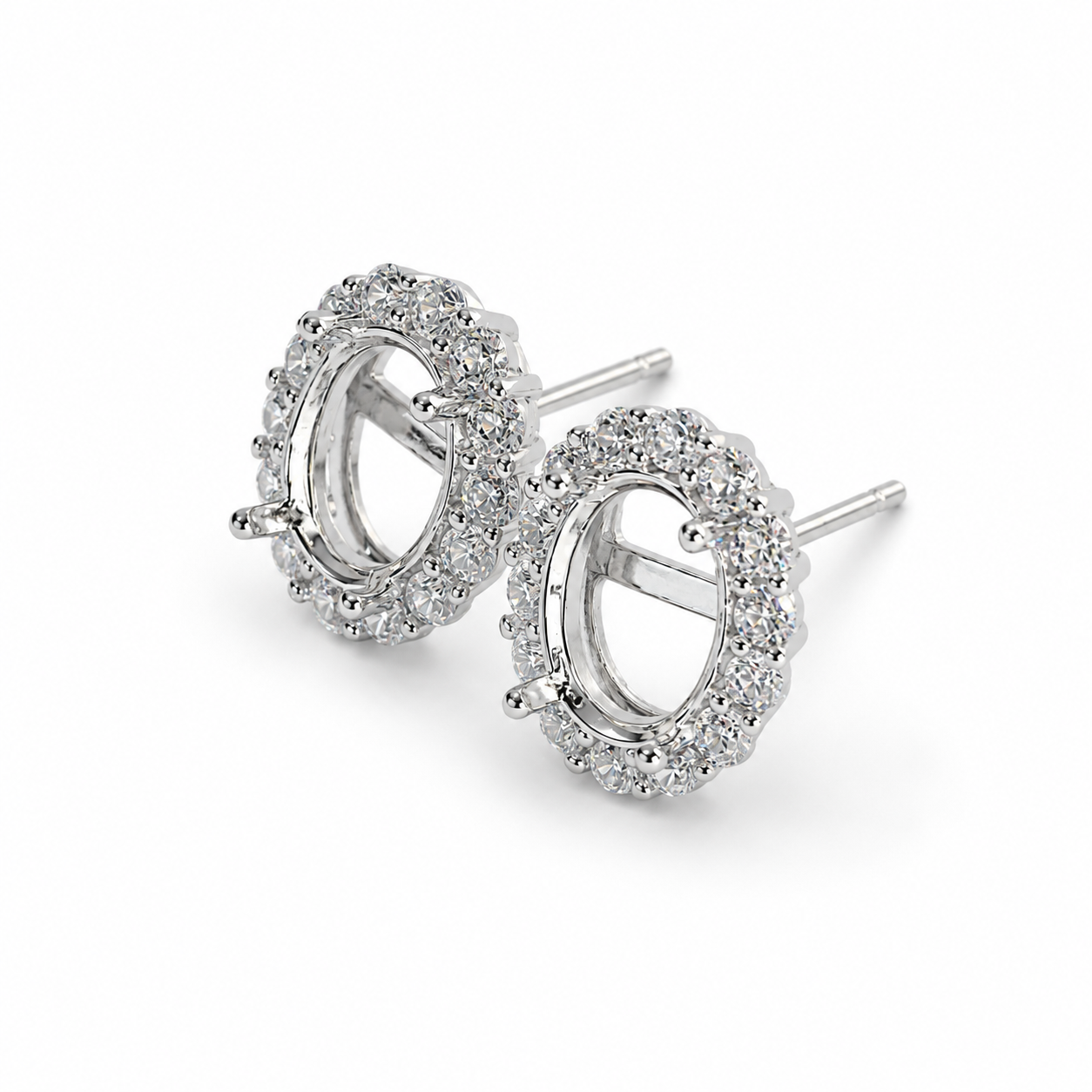 6×8mm Oval Stud Earring Setting S925 Sterling Silver