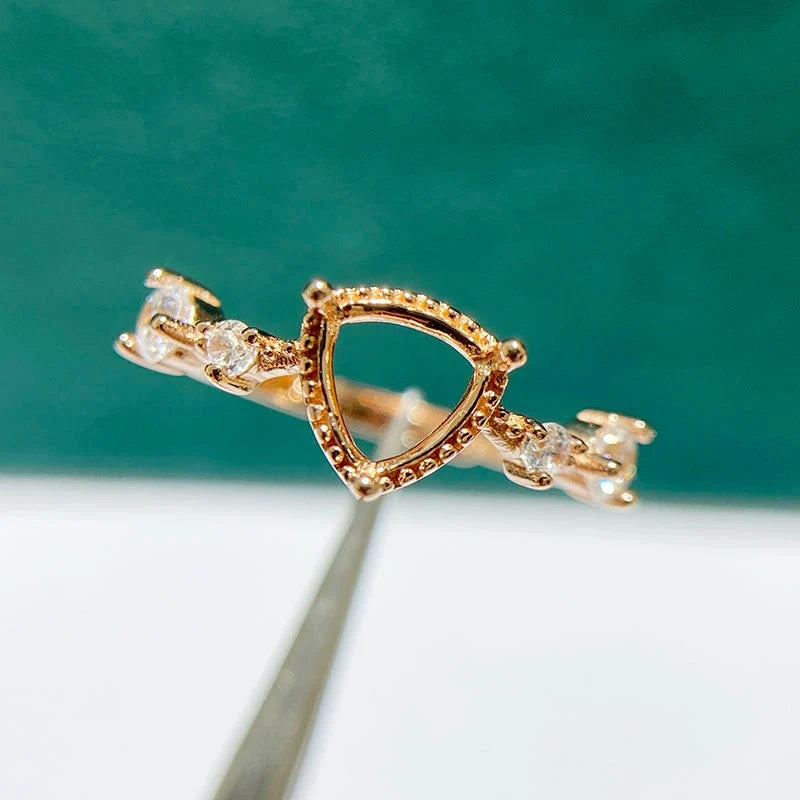 Triangle 6×6 mm S925 Sterling Silver Ring Setting, Adjustable, Unset