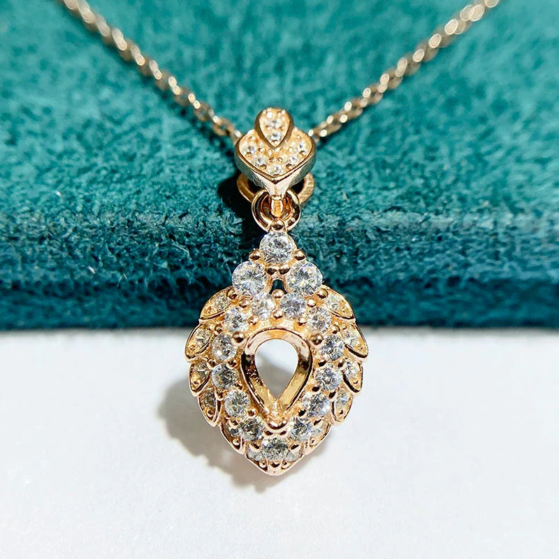 Pear 4×6 mm / Pear 4×5 mm S925 Sterling Silver Pendant Setting, Unset, For Women, Fashion Style, Light Luxury