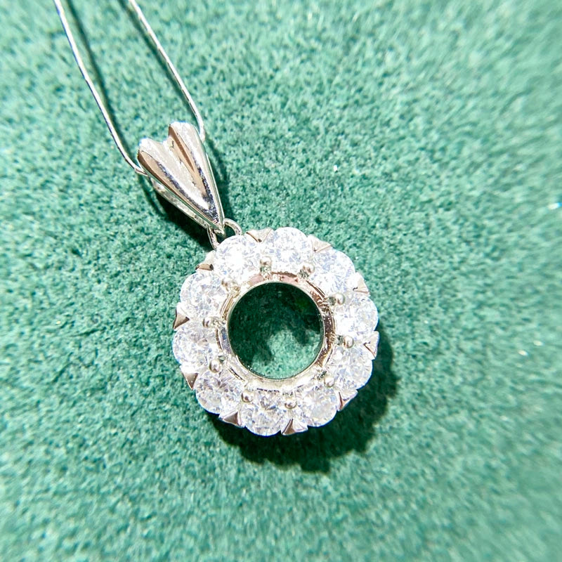 5–9mm Round S925 Silver Pendant Setting for Gemstone Mounting