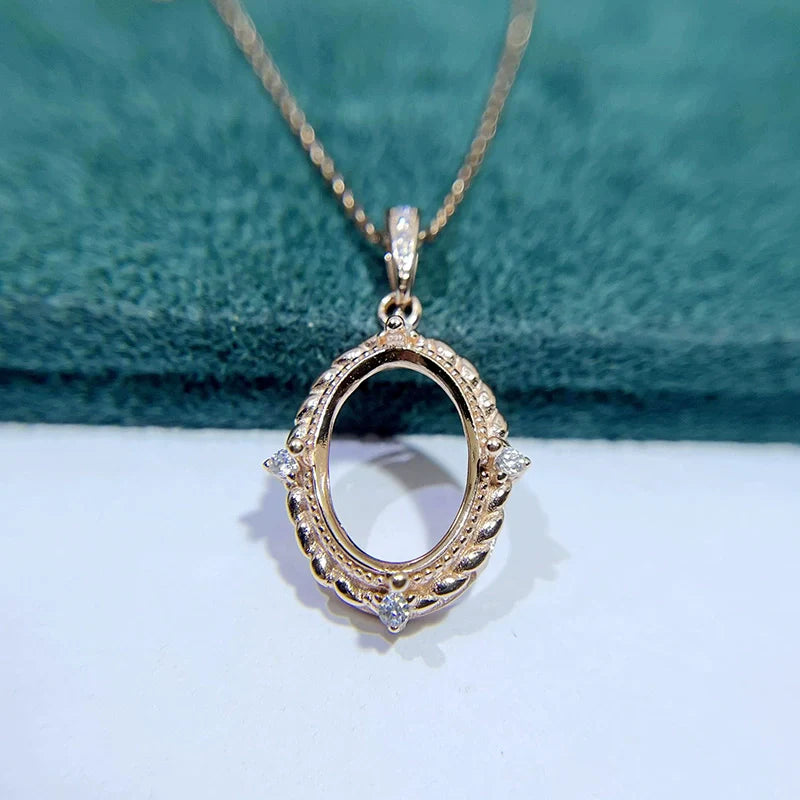 Oval 10×14 mm S925 Sterling Silver Pendant Setting, Unset, For Women