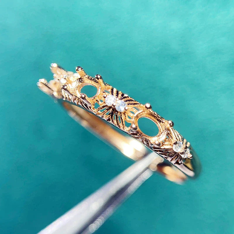 Oval 3×4 mm S925 Sterling Silver Ring Setting, Unset, For Women, Minimalist Style