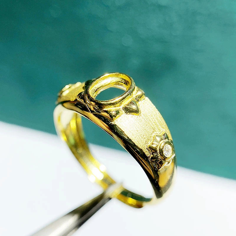 4×6mm Oval S925 Silver Adjustable Bezel Ring Setting for Gemstone Mounting