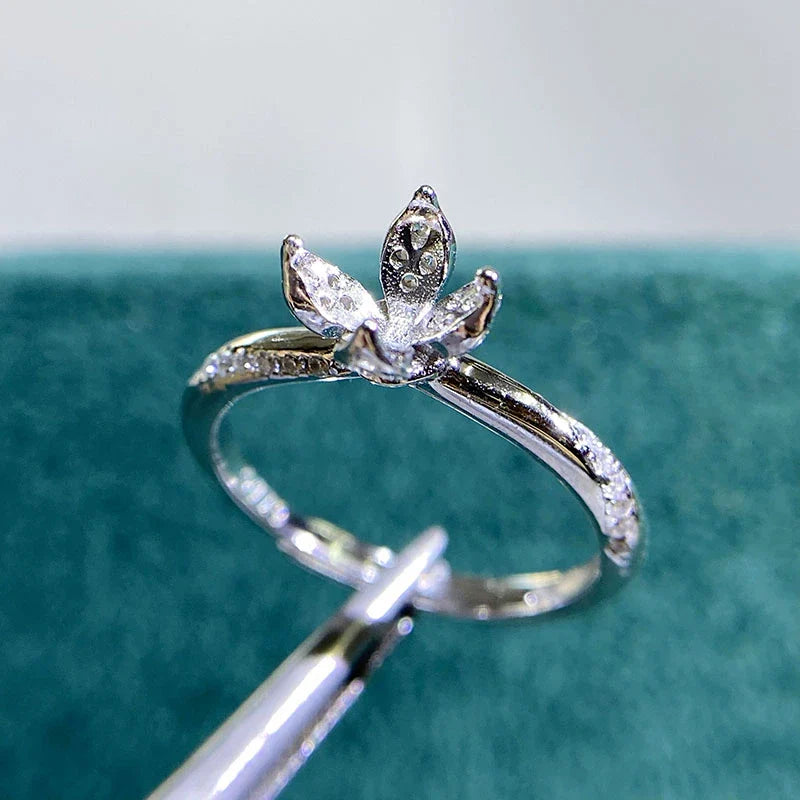 6 mm S925 Sterling Silver, 18K Gold Plated Ring Setting, Adjustable, Unset, For Women