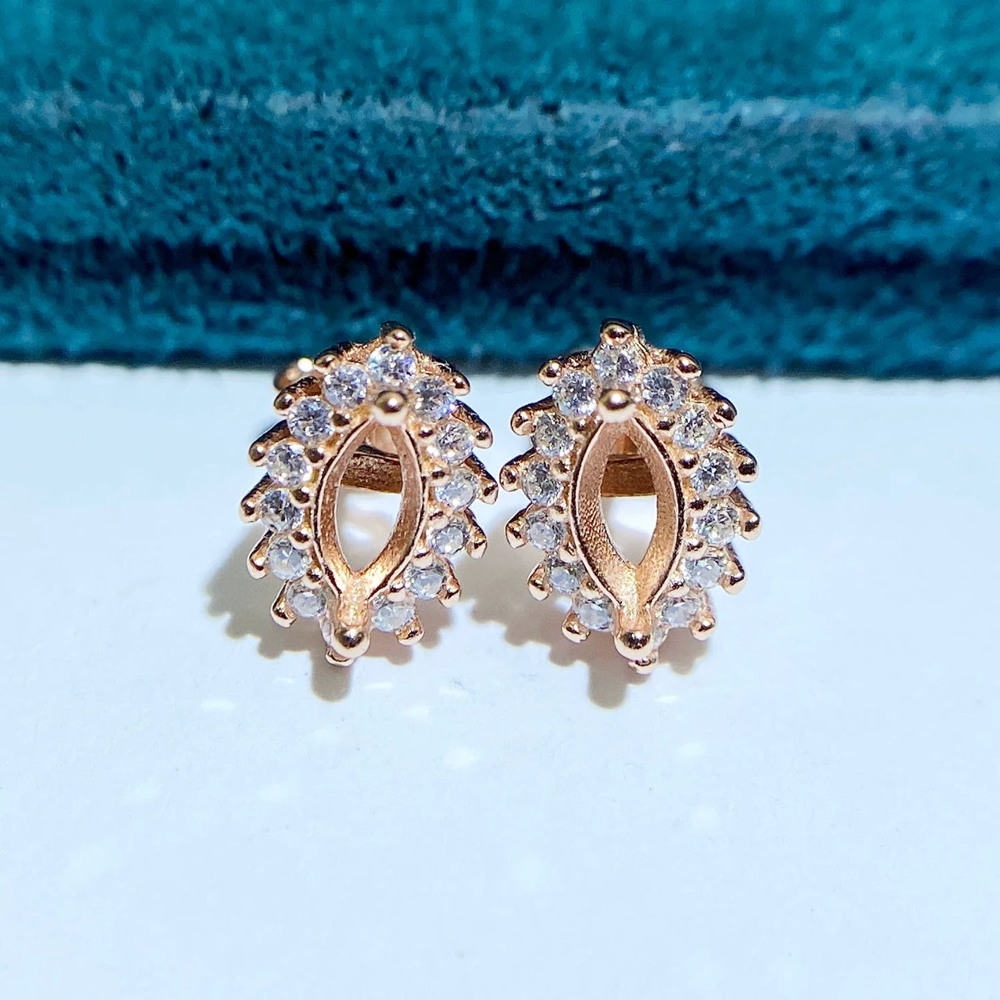 Marquise 2×4 mm / 3×6 mm S925 Sterling Silver Earring Setting, Unset