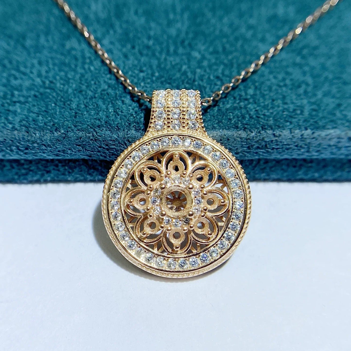 2×2 mm / 4×4 mm S925 Sterling Silver Pendant Setting, Unset, For Women