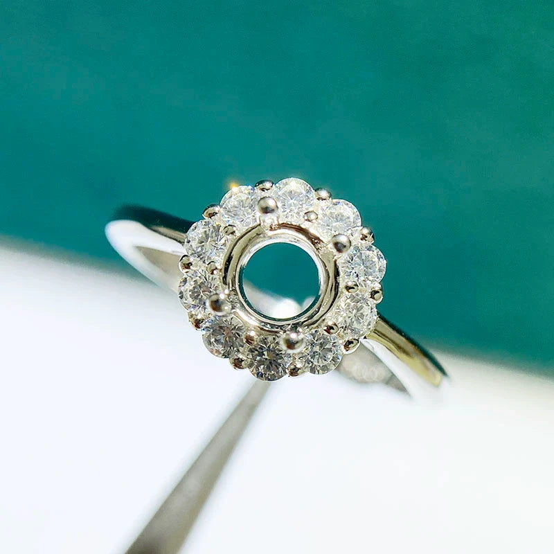 S925 Sterling Silver, 18K Gold Plated Ring Setting, Unset, For Women