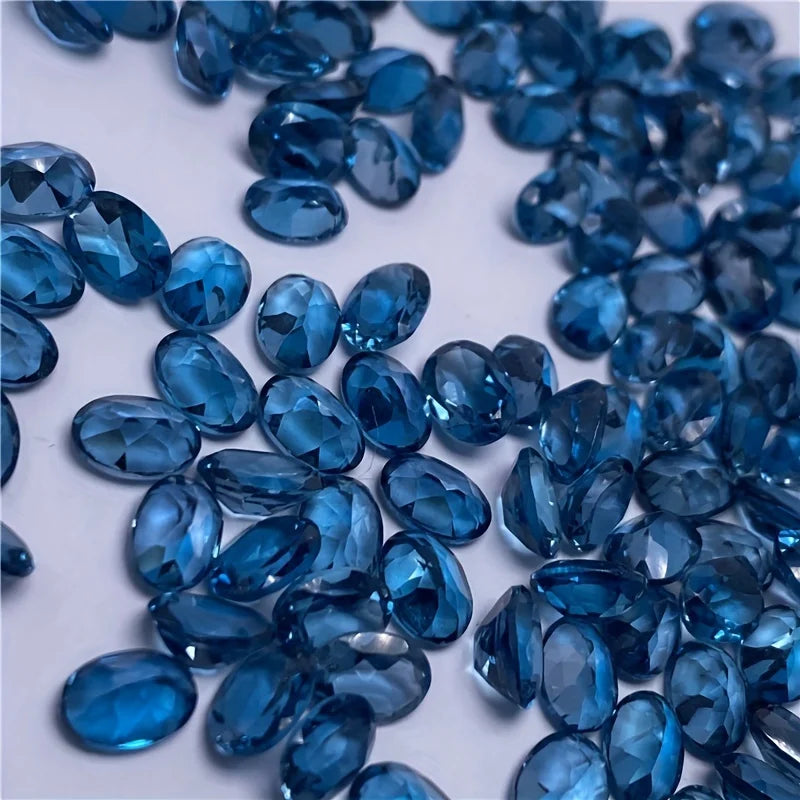 1pc natural London blue topaz-oval shape high quality gemstone for DIY jewelry making, ideal choice for gifts