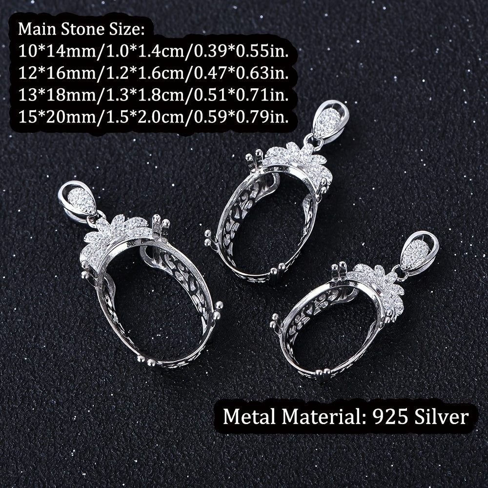 925 Sterling Silver Openwork Pendant Settings for 10×14-15×20mm Faceted Stones | Women's DIY Jewelry Making Supplies