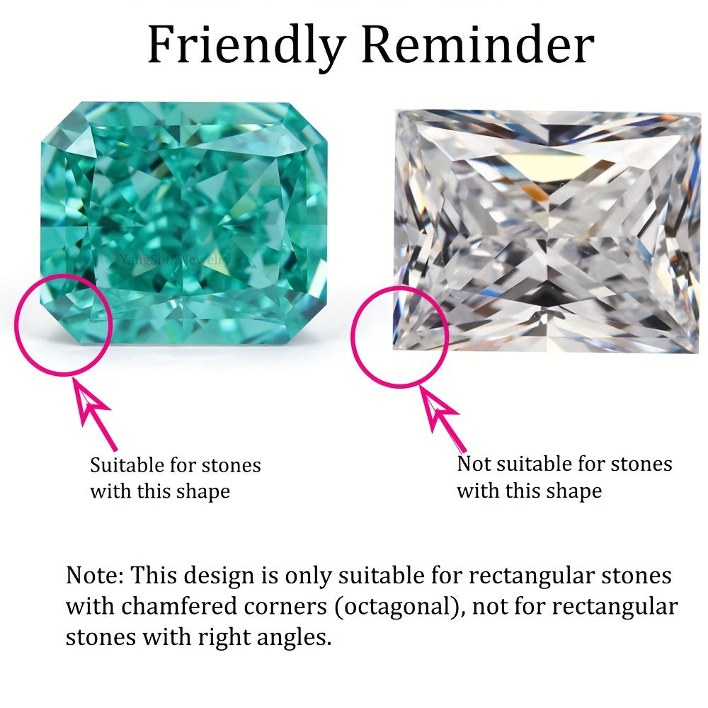 WEATIAPO S925 Silvery DIY Jewelry Pendant Base, 8x10mm Rectangular Setting for Women'S Bracelets and Necklaces, Exquisite Style, Synthetic Zirconia (Synthetic Cubic Zirconia) Setting, Weft, Jewelry Making Parts And Accessories