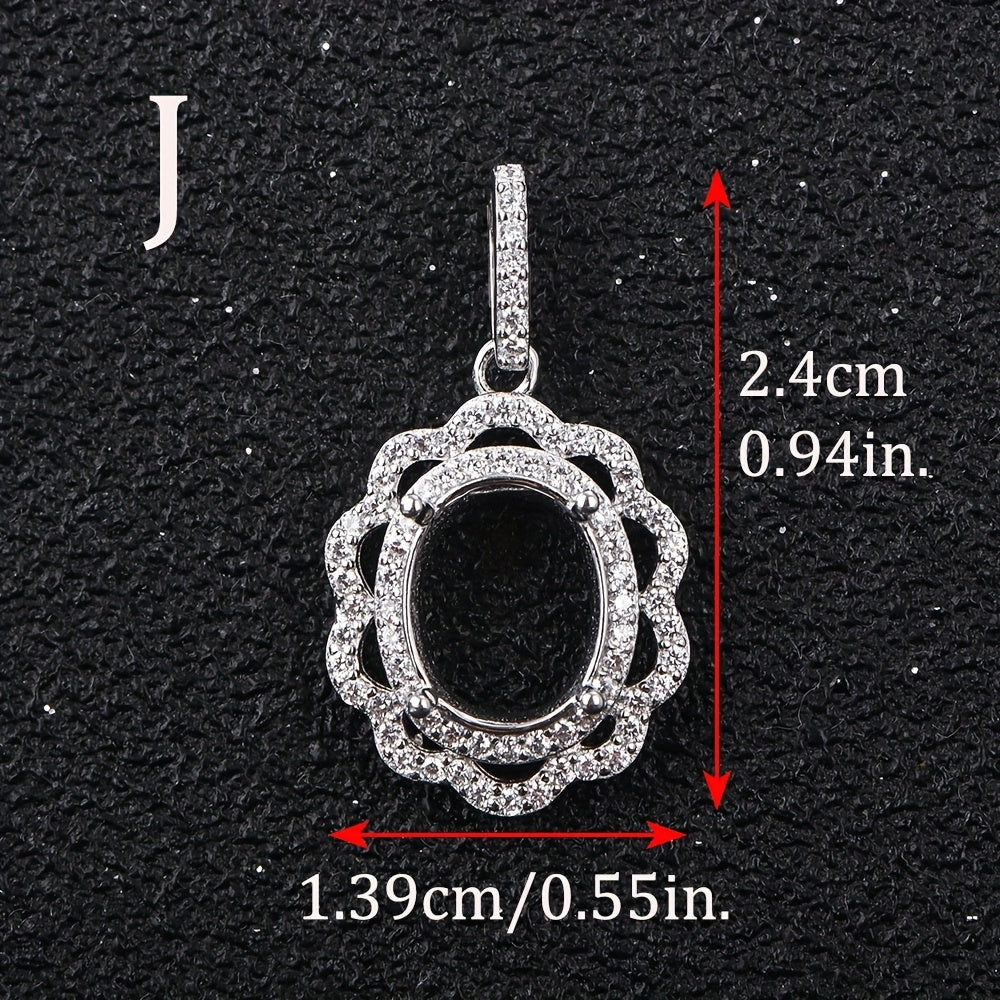WEATIAPO S925 Silvery Main Material Jewelry Making, 8*10mm Main Stone, Multiple Styles Available, (Note: Model D has Too Fine Lines, Not Suitable for S925 Steel Markings), Jewelry Accessories