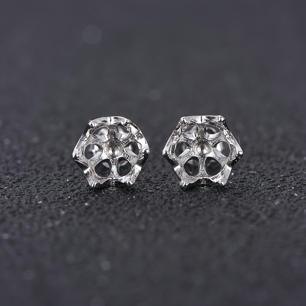A pair of 5-8mm for Lotus Style Earring Blanks, 925 Silver Material, Exquisite and Simple Design for Women's Earring Settings, Suitable for DIY Women's Earring Jewelry, Jewelry Findings